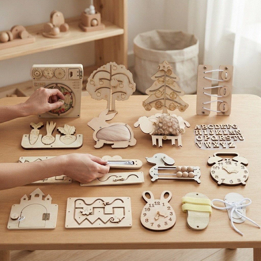 Beliebtes Montessori-Holzpuzzl – Montessori Wooden Busy Board Toddler Bewertung und Preis
