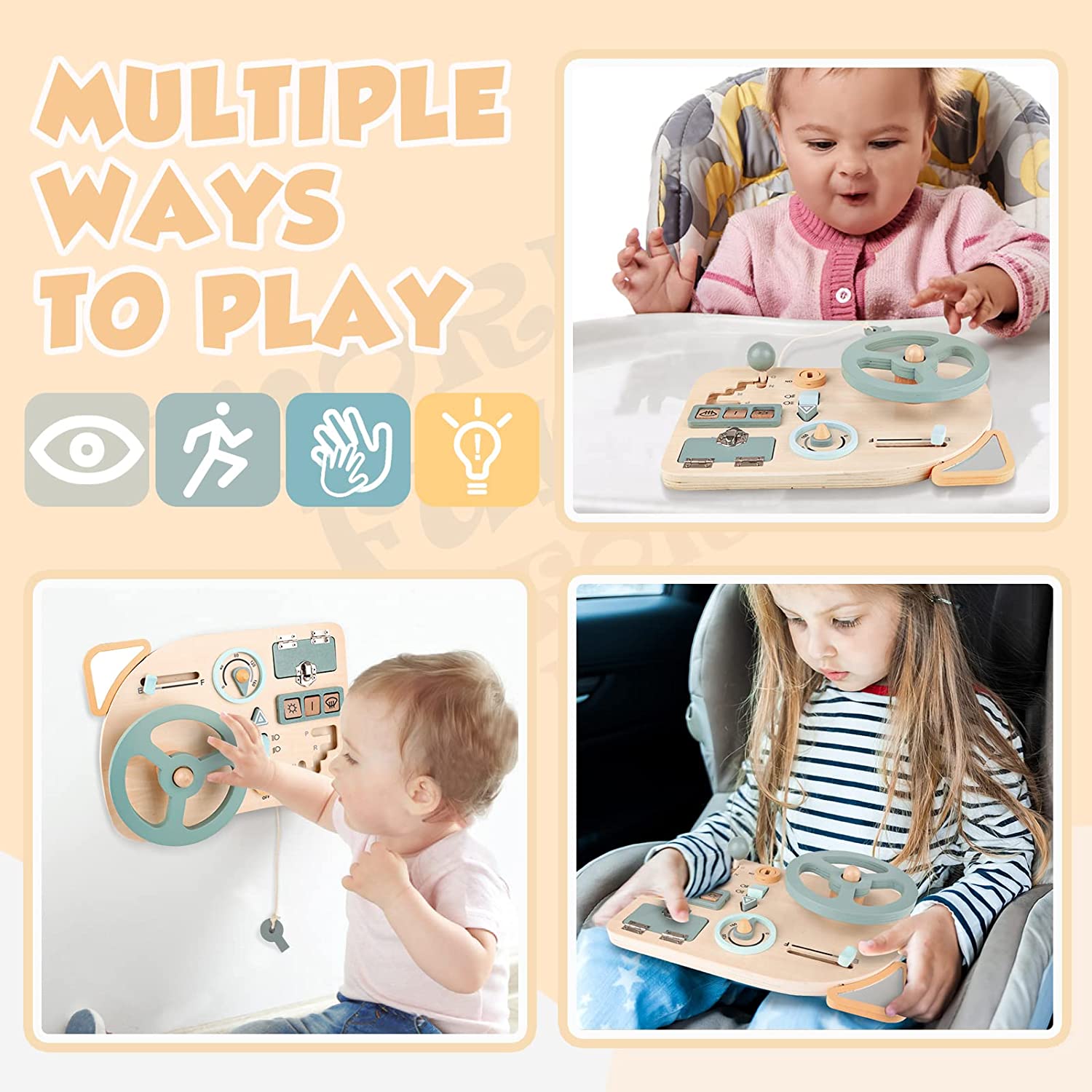 Montessori-Spielzeug, Lenkrad, – Montessori Wooden Busy Board Toddler Bewertung und Preis